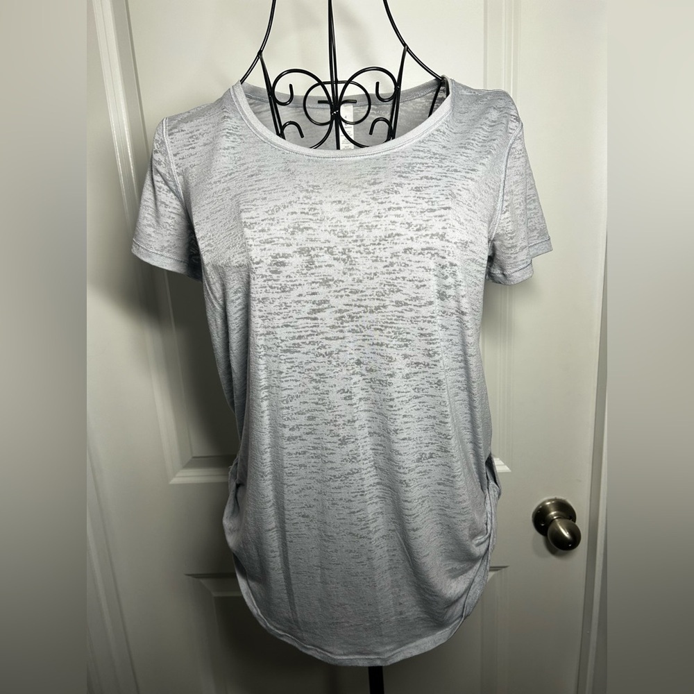 Lululemon Women's Light Blue Short Sleeve Top with Side Knots